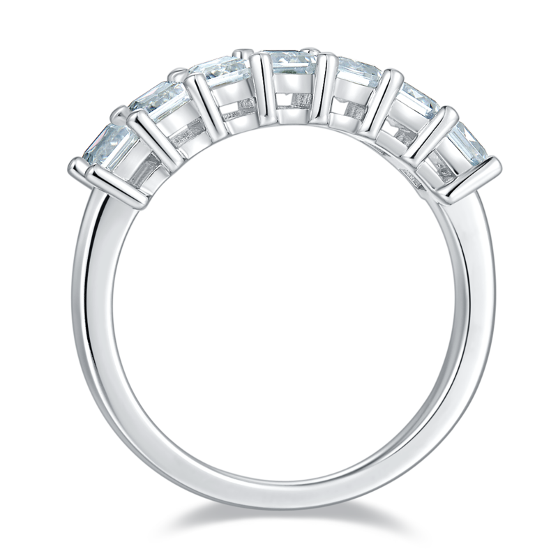 Rectangular S925 silver plated platinum moissanite diamond women's ring 2.1 carats D-grade